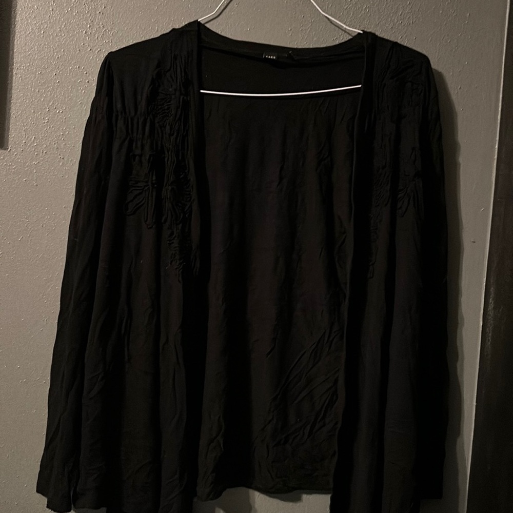Black cardigan with floral design on sides